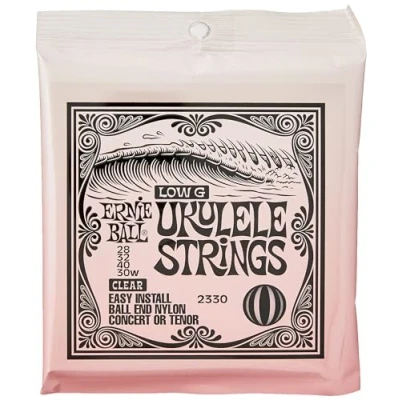 Imagen de Ernie Ball Cuerdas para ukelele de concierto/tenor nailon transparente con punta bola y cuerda G entorchada