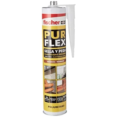 Imagen de fischer Purflex marrón sellador de poliuretano (tubo 300 ml), para pegado y sellado, tapa juntas, curado rápido, pintable enlucible, adecuado muchos materiales construcción