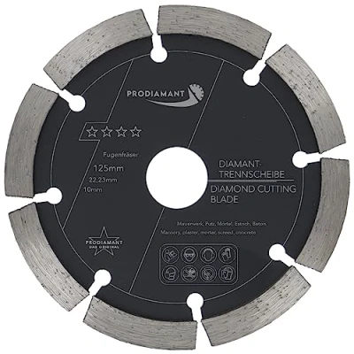 Imagen de PRODIAMANT fresa de juntas ø 125 mm anchura 10mm para mortero hormigón mampostería y yeso segmento diamante calidad profesional