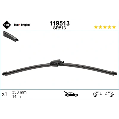 Imagen de Limpiaparabrisas Swf Visioflex Rear 119513 350mm posterior Sin marco BMW: X5, 5 Touring, 1 Hatchback, VOLVO: XC70 II Familiar, XC60 II, V70 3