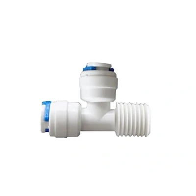 Imagen de Accesorios en T de ajuste a presión, conectores rosca para filtros agua, carcasa, tubo agua ósmosis inversa 1/4&quot; 3/8&quot; (1/4&quot; Pushfit (L) x (medio)