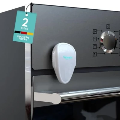 Imagen de 2 piezas de protección infantil para horno puerta horno, bebés y niños pequeños, contra el con instalación sin taladrar (2 unidades, blanco)