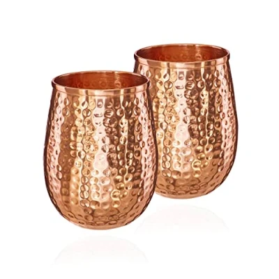 Imagen de NKlaus Ayuverda 11262 Vasos ovalados de cobre (2 unidades, 500 ml)