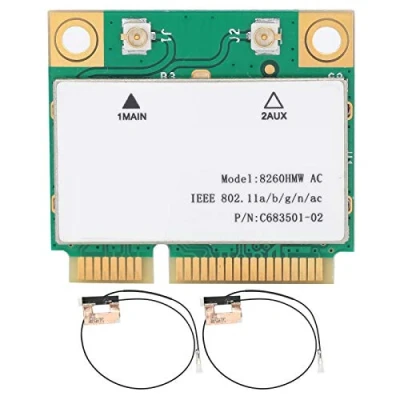 Imagen de Tarjeta de Red inalámbrica, 2.4G / 5G Gigabit Dual Band 802.11AC Mini PCI E WiFi Card, Bluetooth 4.2 + 2 Antenas, Soporte Velocidad máxima 867Mbps