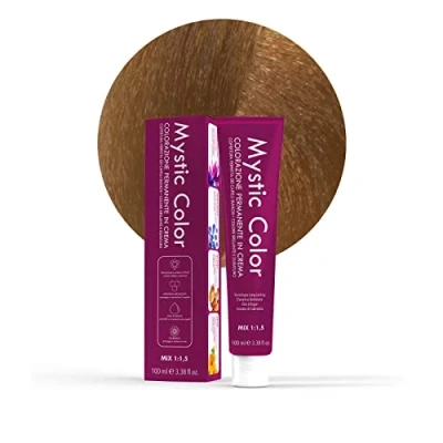 Imagen de Mystic Color, Tinte para el Cabello, Fórmula Enriquecida con Aceite de Argán y Caléndula, Coloración Permanente en Crema Larga Duración, Rubio Dorado Claro 8.3, 100 ml