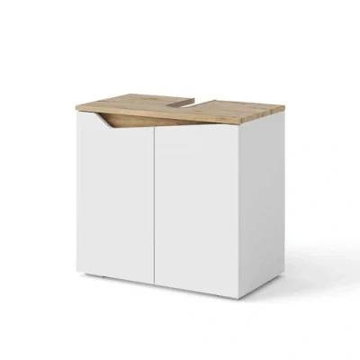Imagen de Vicco Mueble bajo Lavabo Marelle, Blanco/Roble Artesanal, 60 x 57.5 cm con 2 Puertas