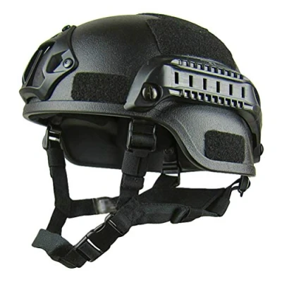 Imagen de Xinwcang Casco Táctico Ajustable, Airsoft Estilo Militar con Soporte NVG y Rieles Laterales para Aire Libre Paintball CS Game Negro