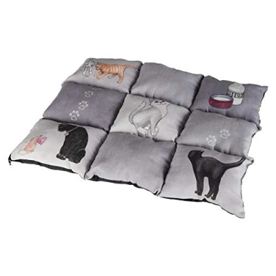 Imagen de Trixie Colchoneta para Gatos Mascotas Alfombra Manta Cojin Cálida Protección Patchwork 45 x 55 cm Gris