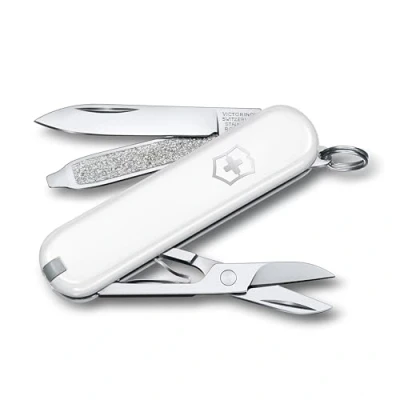 Imagen de Victorinox, Classic SD, Navaja Multiuso Suiza, Cuchillo bolsillo, Regalo, 7 Funciones, Hoja pequeña, Lima de uñas, Blanco
