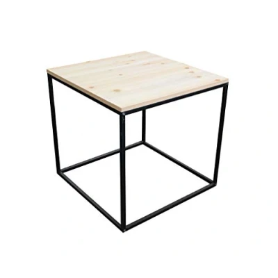 Imagen de Spetebo Mesa auxiliar de metal con tablero madera 45 x 42 cm centro sofá