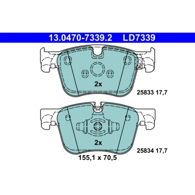 Imagen de ATE 13.0470 7339.2 Juego de pastillas freno preparado para indicador desgaste, excl. contacto avisador desgaste PEUGEOT: Rifter MPV, 508 II
