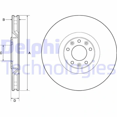 Imagen de DELPHI BG4814C Disco de freno 340 30 5 ventilado revestido sin procesar cojinete rueda, anillo sensor ABS PEUGEOT: RCZ Coupé