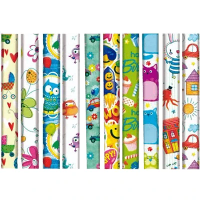Imagen de Papel de regalo Campus Surtido Infantil, 70 x 200 cm, 1 rollo, Color aleatorio
