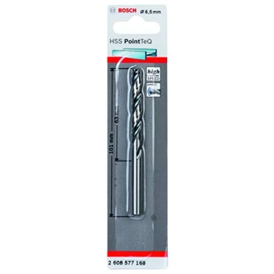 Imagen de Bosch Professional Broca helicoidal HSS PointTeQ (para metal, 6,5 x 63 101 mm, accesorio De taladro), color, diámetro 6.5 mm