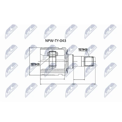 Imagen de NTY NPW TY 043 Junta Homocinética Caja de cambios manual, Transmisión automática Eje delantero, izquierda, lado rueda TOYOTA: HILUX 3 Pick up