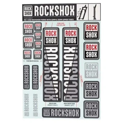 Imagen de ROCKSHOX Pegatinas de 30 forwardslash32 mm y RS1 SID/Reba/Revelation (&lt; 2018) Sector/Recon/X32/30g/30S/XC30, 11.4318.003.497 Piezas Repuesto, Color Blanco, Estándar