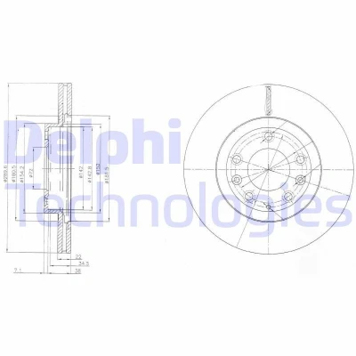 Imagen de DELPHI BG4141 Disco de freno 290 22 5 ventilado aceitado sin procesar cojinete rueda, anillo sensor ABS MAZDA: MX 3
