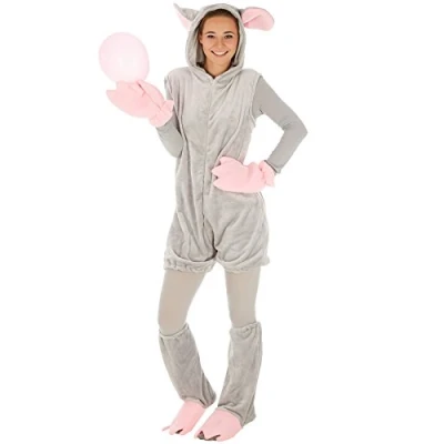 Imagen de dressforfun Disfraz de ratón para Hombre Mujer Divertido Unisex Capucha con Grandes Orejas Incl. Guantes, Fundas los Zapatos y Medias cuerpo entero (L No. 300855)