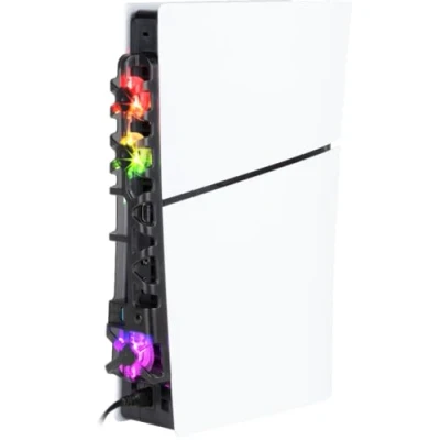Imagen de Konix Ventilador de refrigeración para consola PS5 Slim 21 x 68 40 cm 3 velocidades Iluminación LED RGB Puerto USB 3.0 Negro