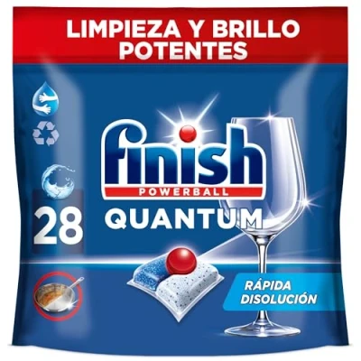 Imagen de Finish Powerball Quantum All in 1 pastillas para el lavavajillas, Limón, 28