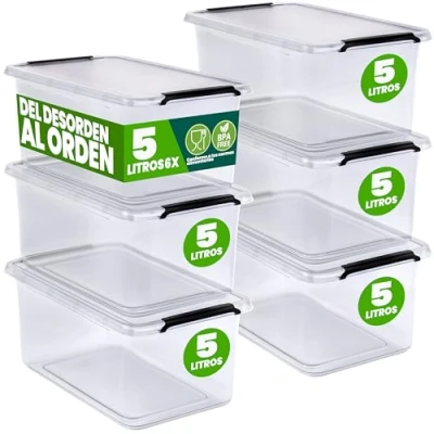 Imagen de Caja de almacenaje set 6 transparente 30x20x12cm 5L