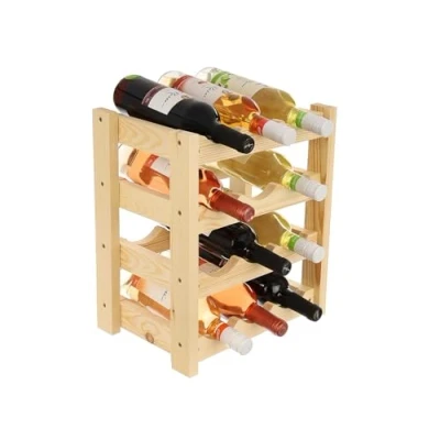 Imagen de GoodFreshDecor Botellero Vino Organizador De Botellas Capacidad 12 Madera Pino Estantería Estabile 34 x 24 40 cm Color Natural