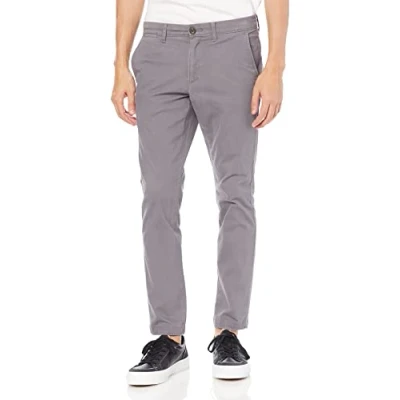 Imagen de Amazon Essentials Pantalones Chinos de Pitillo, Elásticos, Informales Hombre, Gris Oscuro, 33W / 28L
