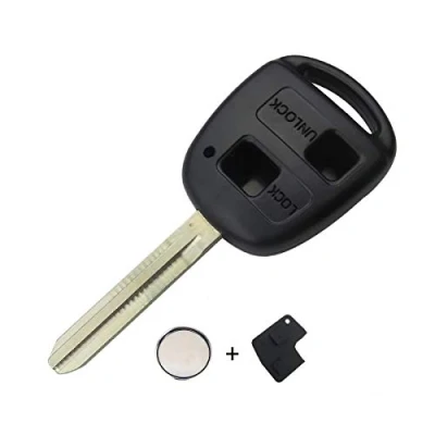 Imagen de Carcasa de repuesto para llave coche con mando a distancia 2 botones Interruptor, batería y goma incluidos Compatible Toyota Yaris RAV4 Corolla