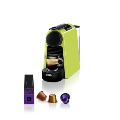 Imagen de Nespresso De&#039;Longhi Essenza Mini EN85.L Cafetera monodosis de cápsulas Nespresso, compacta, 19 bares, apagado automático, color lima, 1, Incluye pack bienvenida con 14