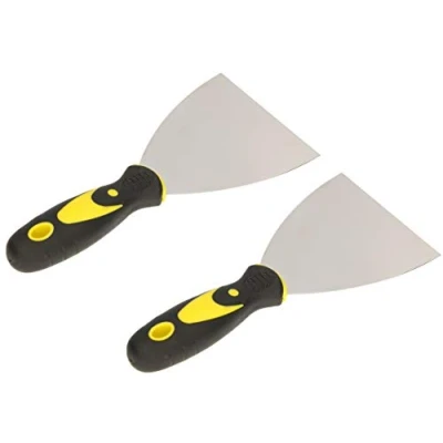 Imagen de KOTARBAU® 2 x Espátulas para pintor, de acero inoxidable 100 mm, con mango goma, Espatúla masilla, yeso, Espátula universal, uds