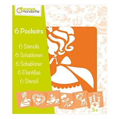 Imagen de Clairefontaine ES Avenue Mandarine Set de 6 plantillas con formas y diseños diferentes (Animales, objetos, letras, etc.)