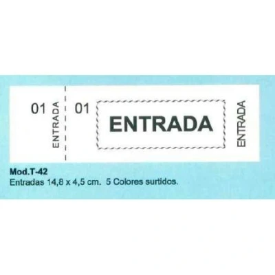 Imagen de (Caja 20 unid) TALONARIO ENTRADAS 14,8X4,5 CM 5 COLORES SURTIDOS T 42