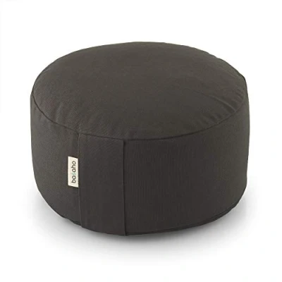 Imagen de basaho Wheel Zafu Cojín de Meditación Algodón Orgánico Cáscara Trigo Sarraceno Funda Extraíble Lavable (Gris Piedra)