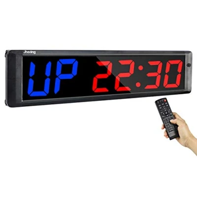Imagen de Jhering LED Temporizador de Entrenamiento Intervalo, Cronómetro, Reloj Cuenta Atrás/Arriba, Gimnasio con Remoto para en Casa Garaje Fitness 4 &quot;6 dígitos(Azul/Rojo)
