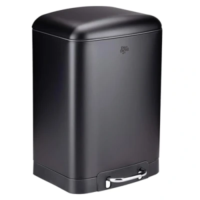 Imagen de Dirt Devil cubo de basura cocina con pedal 12 l, cierre suave, interior extraíble, 27,5 x 25,5 40,2 cm, color negro
