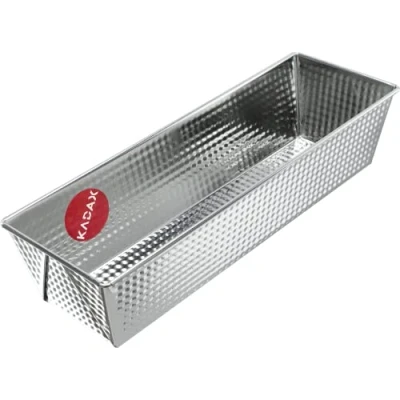 Imagen de KADAX molde rectangular de hojalata, para tarta real con capa antiadherente, pan, tartas, cuadrado (35 x 12 cm, plateado)