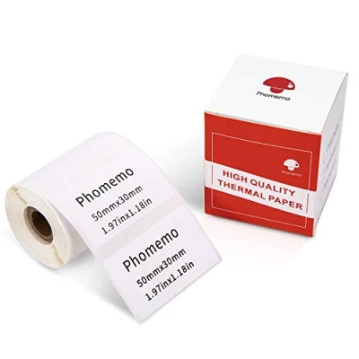 Imagen de Phomemo Etiquetas térmicas M110 Etiqueta Autoadhesiva Multifunción,Etiquetas multiuso 1,97&quot;x1,18&quot; (50x30mm), adecuada para la Etiquetadoras M120 M220 M221 M200, 230 etiquetas/rollo