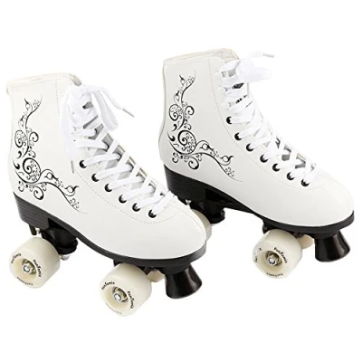 Imagen de FunTomia Retro Quad Patines Disco con 4 Ruedas en Diferentes tamaños 3042 (Blanco, 38)