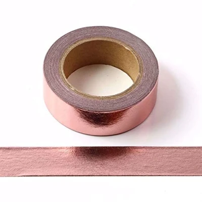Imagen de Syntego Lámina sólida, Cinta Washi, adhesiva decorativa autoadhesiva de 15 mm x 10 metros (Oro rosa, metros)