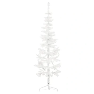 Imagen de vidaXL Medio Árbol de Navidad Artificial con Soporte Blanco Sala Plaza Navideño Entrada Adorno Casa Bodas Terraza Decoración Habitación 180 cm