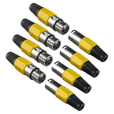 Imagen de 4set Conectores Xlr 3 Pines Conector Macho y Hembra Adaptador Canon Cable para Dmx iluminación, Cabezal de Señal Luces Escenario o Enchufe Micrófono Altavoces