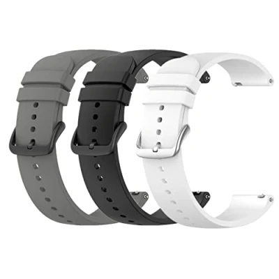 Imagen de WEINISITE 20mm Correa para Garmin Vivoactive 3/Venu/Vivomove 3/Vivomove HR/Forerunner 245/Forerunner 645 Music Silicona Repuesto Pulsera (Negro + Gris Blanco)