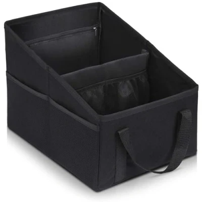 Imagen de Druuzyl Organizador de Asiento Automóvil para Delantero Trasero con Compartimentos y Bolsillos Malla Maletero Coche Plegable Juguetes Libros