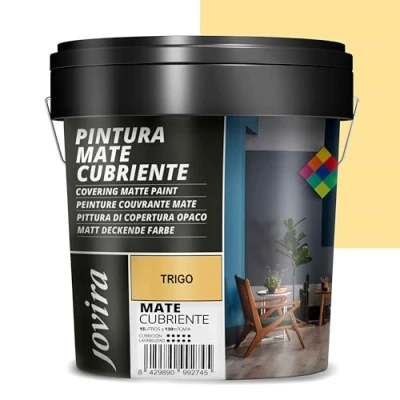 Imagen de JOVIRA PINTURAS Pintura Mate Cubriente 24 colores interior exterior con excelente poder cubriente. (15 Litros, Trigo)