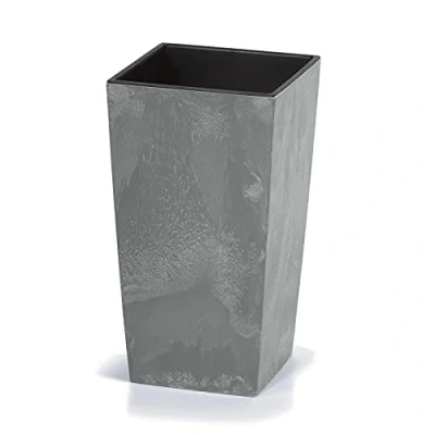Imagen de Deuba® Macetero Alto Grande 49L Plantas Maceta con Inserto Flores Interior Exterior 32,5x32,5x61cm Gris