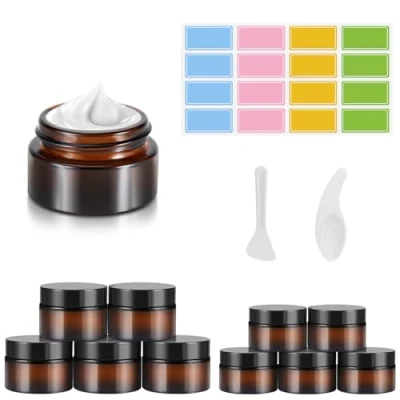 Imagen de Williyatt Tarros Cosmeticos, de Crema, 10 Pieza Envases para Cosmetica 20 ml/30 ml, Ámbar Cristal Cosméticos, Cremas, Lociones, Aceites Esenciales