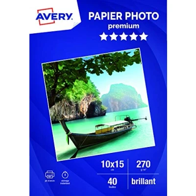 Imagen de Avery C2453 40 Hojas de papel fotográfico brillante (40 unidades, 270 g/m², A6, impresión inyección tinta), color blanco