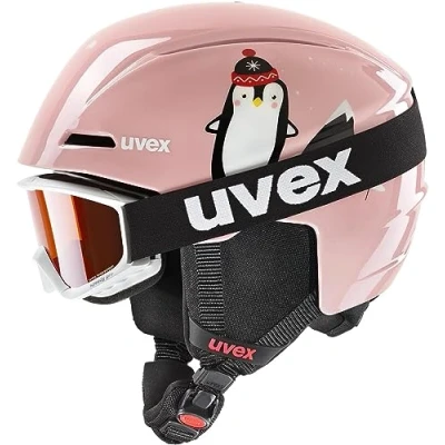 Imagen de Uvex viti Set Casco Gafas de esquí, Niños Unisex, Pink Penguin, 51 55 cm