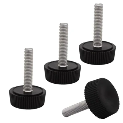 Imagen de SKIR&#039;CO 4 patas niveladoras de muebles M5 x 20 mm, redondas metal ajustables, vástago roscado, pie nivelador