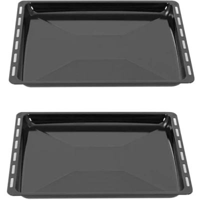 Imagen de ICQN Juego de 2 bandejas para horno (465 x 370 30 mm, esmaltadas, cromadas y 465 mm)